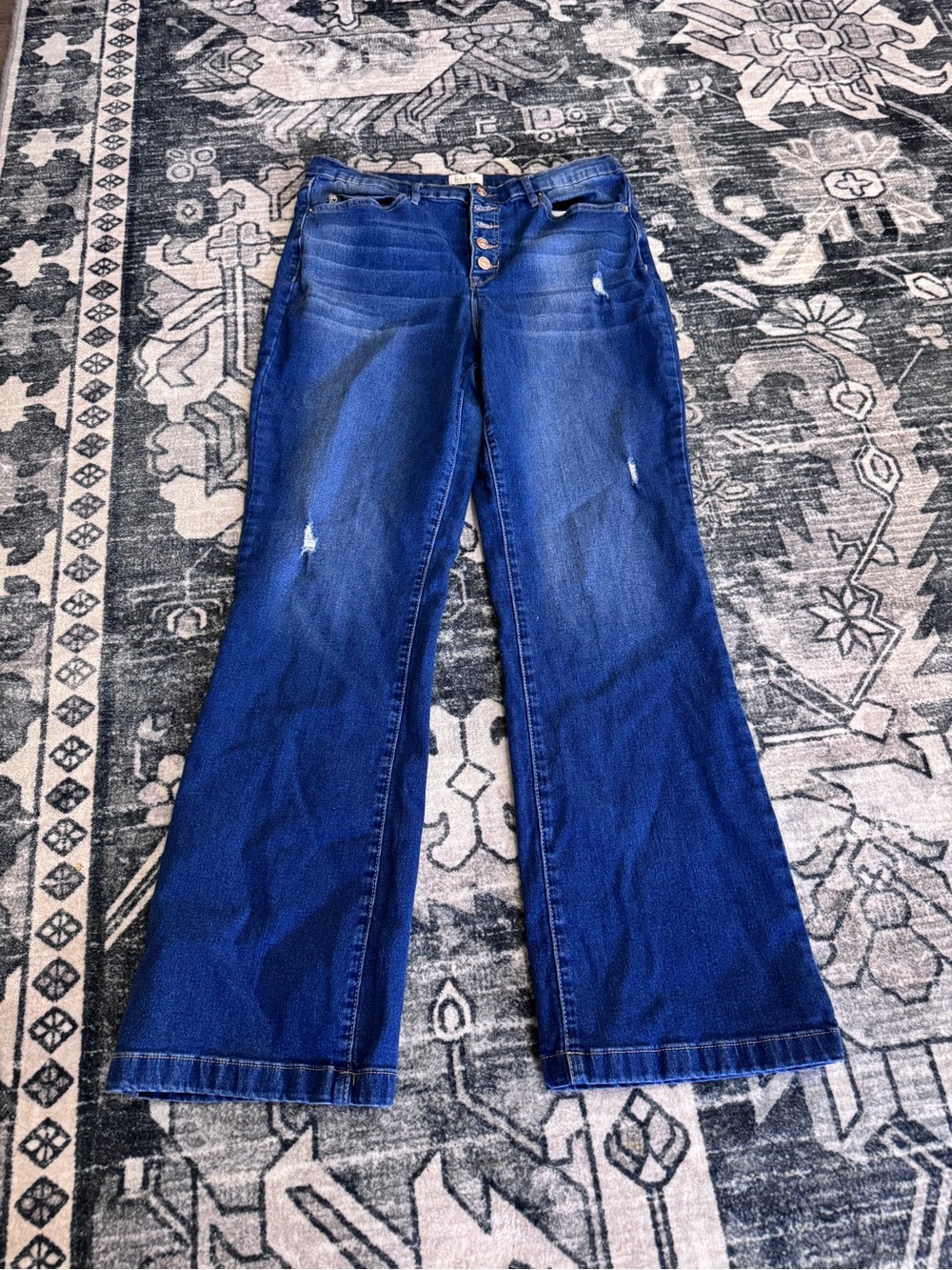 Nicole Miller Dark Blue Wide Leg Jeans with Faded Detail